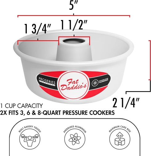 Fat Daddio's RMP-5 Anodized Aluminum Small Ring Mold Pan, 5 x 2.25 inch, Silver...
