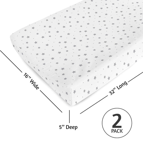 Changing Pad Cover | 100% Organic Jersey Cotton | 16X32 | 2 Pack | Unisex Soft Hypoallergenic | Gift for Boy or Girl...