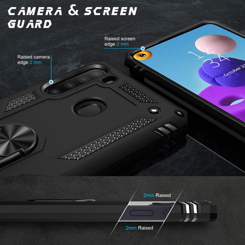 MERRO for Galaxy A21 Case with Screen Protector,Military Grade Heavy Duty Shockproof Cover Pass 16ft Drop Test with Magnetic Kickstand Protective ...