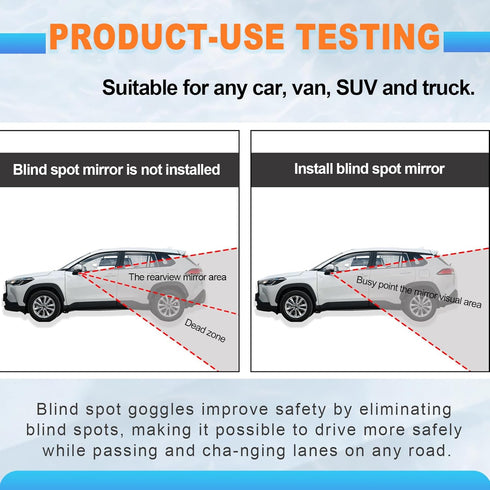 2Pcs Upgrade Blind Spot Mirror, 360° HD Glass Frameless Convex Rear View Mirrors Exterior Accessories with wide angle Adjustable Stick Blind Spot ...