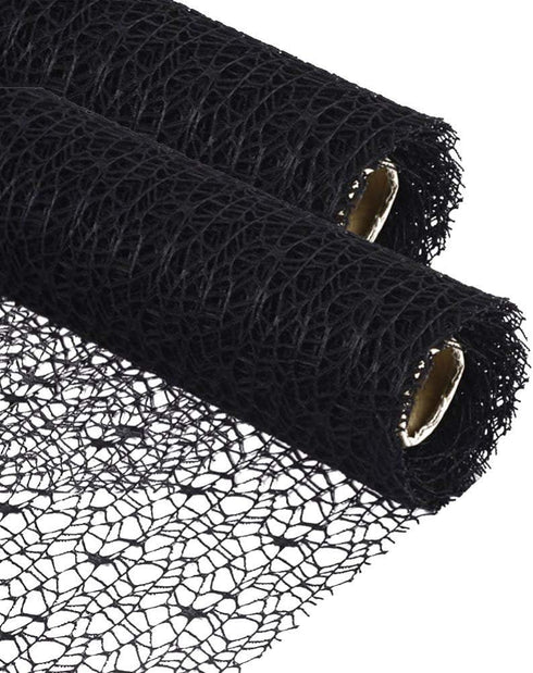 Mesh Ribbon Roll Spider Web Deco Ribbon Lace Net Jute Mesh Trim Ribbon Gauze Roll for DIY Craft Flower Packaging Door Curtain Background (Black)...