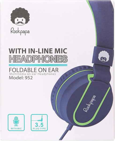 rockpapa 950 Wired Headphones for Kids Girls Boys for School Classroom with Microphone, On-Ear Foldable Corded Headphones with Jack 3.5mm for Lapt...