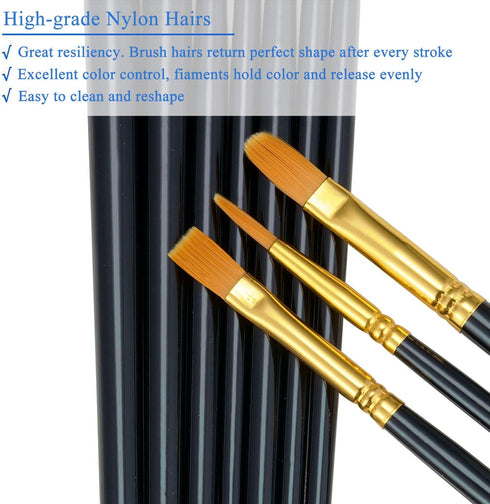 BOSOBO Paint Brushes Set, 4 Pack 40 Pcs Round Pointed Tip Paintbrushes Nylon Hair Artist Acrylic Paint Brushes for Acrylic Oil Watercolor, Face Na...