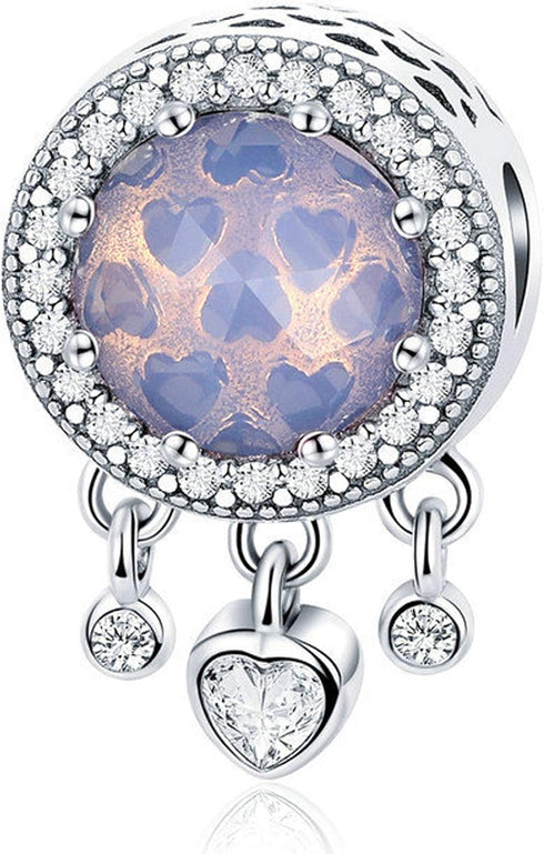 Hutou Birthstone Charm Fit for Charms Bracelet and Necklace Gifts for Women Sparkling Birthstones Zircon Paved...