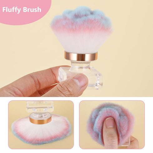 Nail Dust Brush for Acrylic Nail, Pink Rose Shape Nail Arts Powder Remover Brush, Soft Brush Crystal Base Nail Cleaning Brush Makeup Brushes Manic...