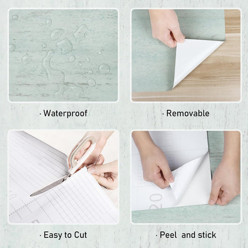 Green Wood Contact Paper for Countertops Peel and Stick Wallpaper Vinyl Waterproof Self Adhesive Wallpaper for Cabinets Wood Vinyl Wrap Green Cont...