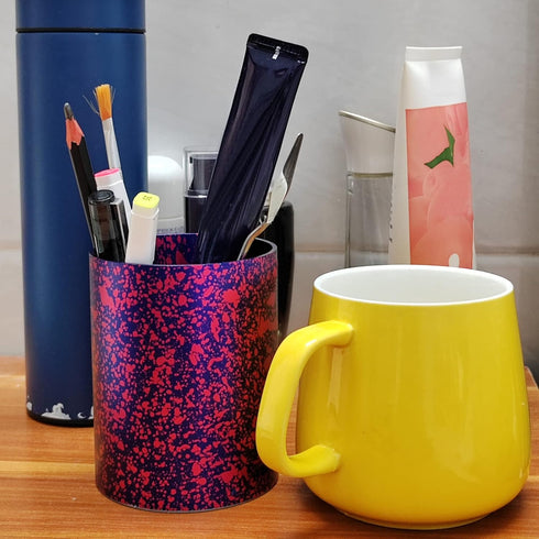 Pen Holder Pencil Holder for Desk, Metal desk pen holder, Makeup Brush Holder, pencil cup, pen organizer for desk, for Office, School, Home (Purpl...