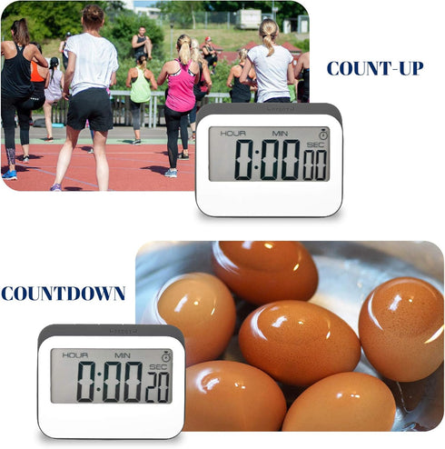Jayron Digital Timer Alarm Clock Kitchen Timer Cooking Timer Countdown and Count up Large LED Display Magnetic Design Replaceable Battery for Kids...