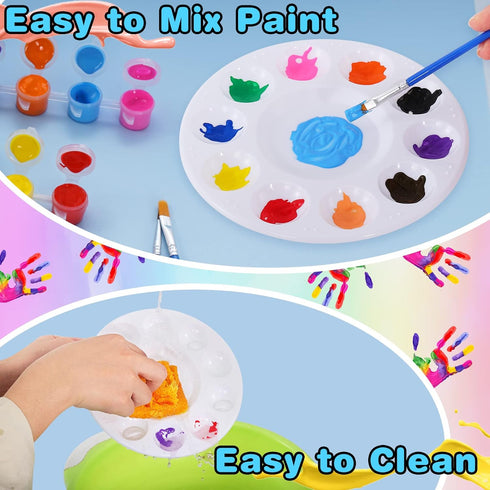 36Pcs Paint Tray Palettes,Plastic Paint Pallet,Round Plastic Palette with 10 Wells,Washable Paint Palette for Kids Adult Student DIY Craft Art Pai...