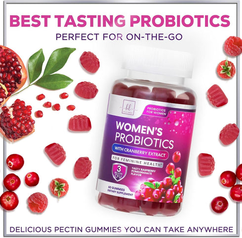 Women's Probiotic - Probiotics for Women Gummy for Digestive Health, Vaginal pH, Urinary & Immune Health Support, 3 Billion CFU w/Cranberry, Probi...