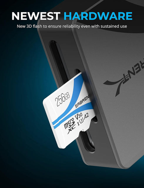 SABRENT Rocket V30 A2 256GB MicroSDXC Memory Card R100MB/s W30MB/s compatible with Steam Deck, Nintendo-Switch, Go Pro, Cameras, Smartphones. (SD-...
