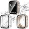 2 Pack 2 in 1 Waterproof Case for Apple watch Series SE SE2 6 5 4 40mm, Straight Edge PC Front & Back Bumper with Tempered Glass Screen Protector ...