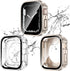 2 Pack 2 in 1 Waterproof Case for Apple watch Series SE SE2 6 5 4 40mm, Straight Edge PC Front & Back Bumper with Tempered Glass Screen Protector ...