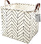 Square Canvas Toy Storage Bins Basket with Handle Collapsible Toy Organizer for Nursery Storage, Kid's Toy & Laundry, Gift Baskets(White-Geometric...