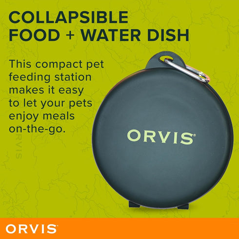 Orvis Pet Travel Collapsible Feeder with Food + Water Dish, 2-in-1, BPA Free, Food-Grade Silicone | Space-Saving Pet Travel Bowls, NonSlip Bottom ...