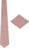 Mens Solid Linen Tie Set : Slim Necktie with Matching Pocket Square (Dusty Rose)...