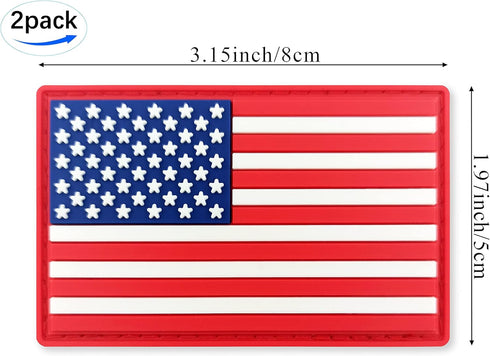 JBCD US American Flag Patch USA Tactical Military Patch - PVC Rubber Hook and Loop Fastener Patch, 2 Pack...