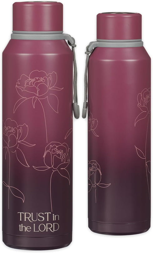 Christian Art Gifts Stainless Steel Double Wall Vacuum Sealed Insulated Water Bottle for Women: Trust in the Lord Bible Verse, Leak/Spill-proof, S...