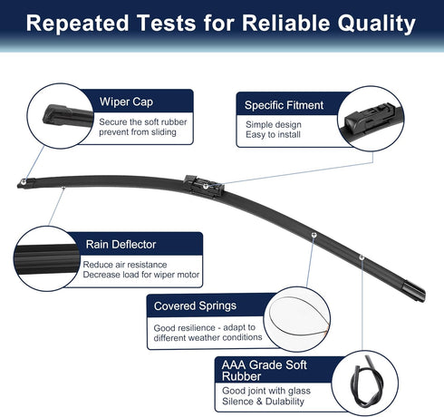 X AUTOHAUX 24 in 18 in Front Pair Left Right Set Windshield Wiper Blades Replacement for Mazda 6 CX-5 CX-9 CX5 CX9 2017-2021 Push Button (Not for ...