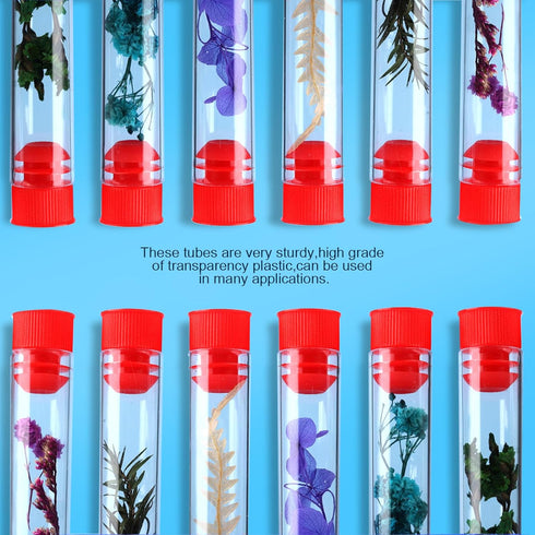 Teenitor 50pcs Test Tubes Plastic Test Tubes, 16×100mm Clear Test Tube with Caps for Lab Plastic Test Tubes for Plants, Beads, Party...