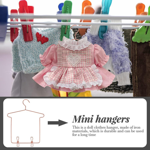 5 Sets Doll Hanger Clothes Hanger Accessories Little Hangers Mini Hangers Coat Hanger Dress Outfit Girl Dolls Doll Stands for 18 Inch Dolls Iron B...