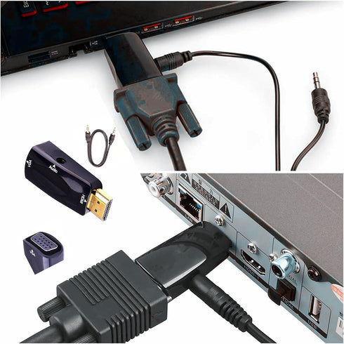 HDMI to VGA Adapter Converter with 3.5mm Audio Jack Cable 50cm VGA Female to HDMI Male Gold Plated Connector for HDTV PC Desktop Monitor Laptop Pr...