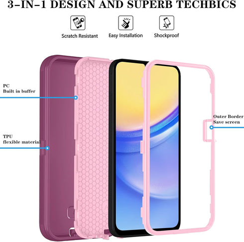 Qinmay Phone Case for Samsung Galaxy A25 5G Case with HD Screen Protector, Samsung A25 5G Case Durable Shockproof 3-Layer Cover for Galaxy A25 5G ...