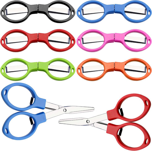 Tatuo 6 Pieces Stainless Steel Scissors Anti-Rust Folding Scissors Glasses-shaped Mini Shear for Home and Travel Use (5 Colors)...