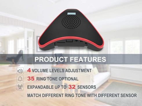HTZSAFE Wireless Alarm Receiver,Driveway Alarm Receiver,32 Wireless Zones and 35 Ring Tones Optional...