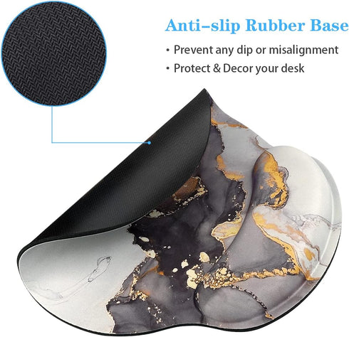 WAVEYU Gray Gold Black Marble Mouse Pad, Cool Mouse Mat for Men Women Non-Slip Rubber Base Mousepad for Desk Laptop Gaming Working Computers Easy ...