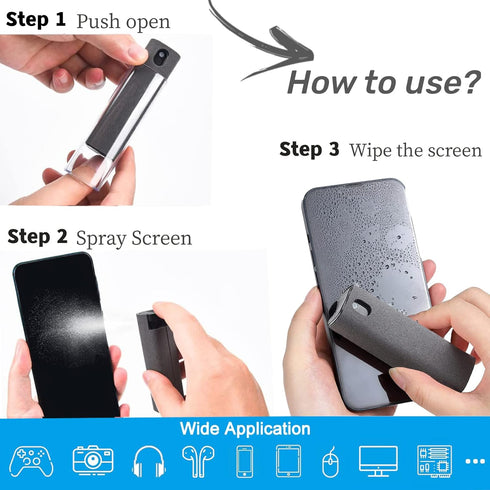 3 in 1Fingerprint Proof Screen Cleaner Tool, Touchscreen Electronic Screen Cleaner, All in One Cleaning Kit with Microfiber and Soft Fiber Flannel...