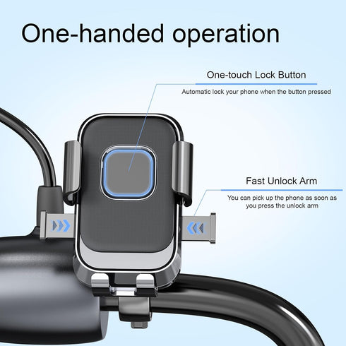 Bike Phone Holder, One Hand Operation and 360° Rotatable Phone Holder for Motorcycle and ATV Scooter, Compatible with iPhone, Samsung 4" - 6.9", (...