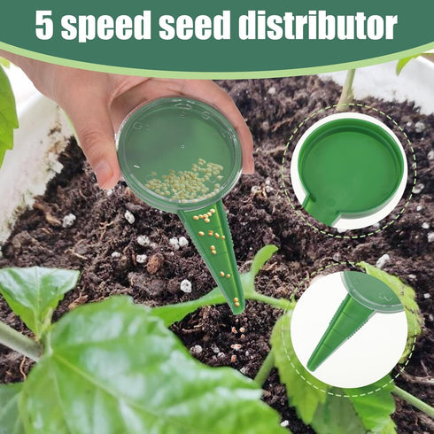 Mini Seed Planter Tool,New Mini Seed Spreader, Set of 6 Hand Held Garden Plant Seeds Planter, Adjustable Hand Sowing Seeder with 5 Dial Settings, ...