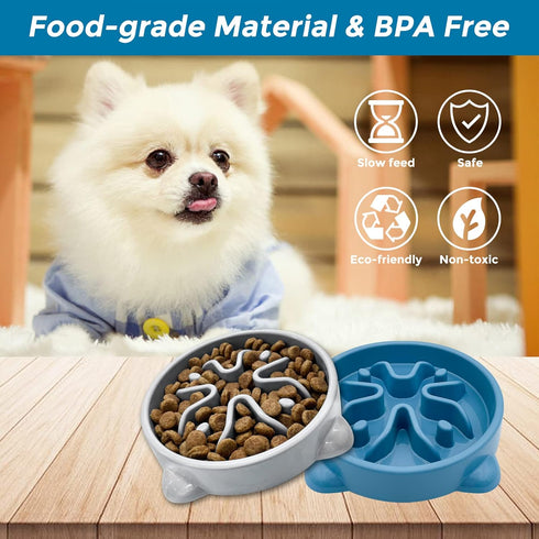 Slow Feeder Dog Bowls Non Slip Puppy Bowl Durable Dog Puzzle Feeder Bloat Stop Dog Food Bowls for Puppy and Small Dogs, BPA Free, 1 Cup, Grey...