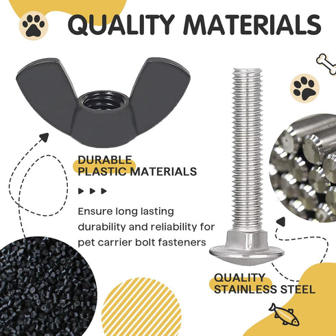 23 Set M6 Pet Carrier Fasteners, Kennel Replacement Bolts and Butterfly Nuts Dog Kennel Hardware Replacement Set for Pet Carrier Kennel...