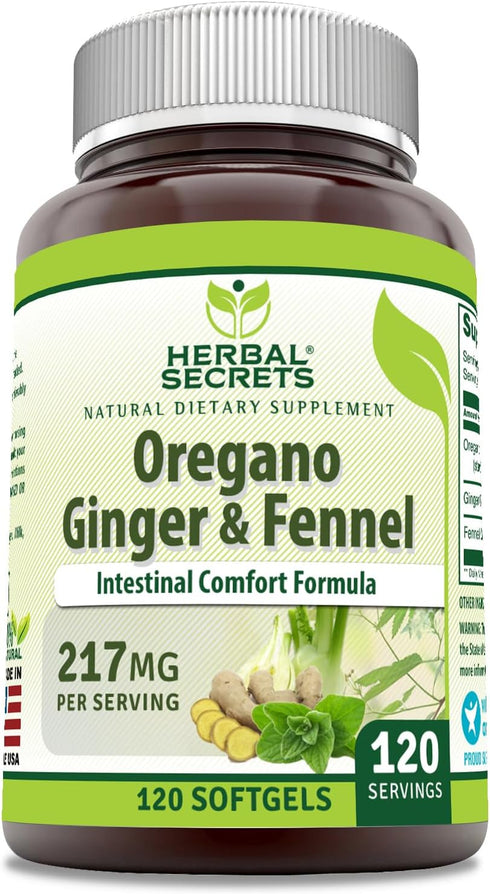 Herbal Secrets Oil of Oregano with Ginger & Fennel Oil Supplement | 217 Mg Per Serving | 120 Softgels | Non-GMO | Gluten Free | Made in USA...