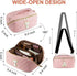 Initial Makeup Bag, Quilted Letter Cosmetic Bag Cute Make Up Bag with Handle Portable Travel Toiletries Bag Pink, Personalized Birthday Gift for W...