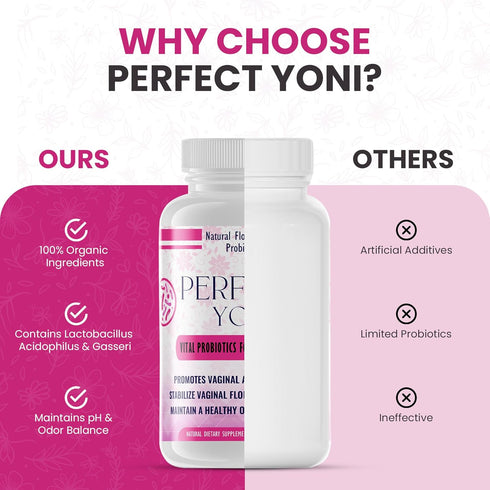 Perfect Yoni Female Vaginal Probiotics - 60 Capsules of Probiotics for Women with Lactobacillus Acidophilus & Lactobacillus Gasseri, Organic Women...