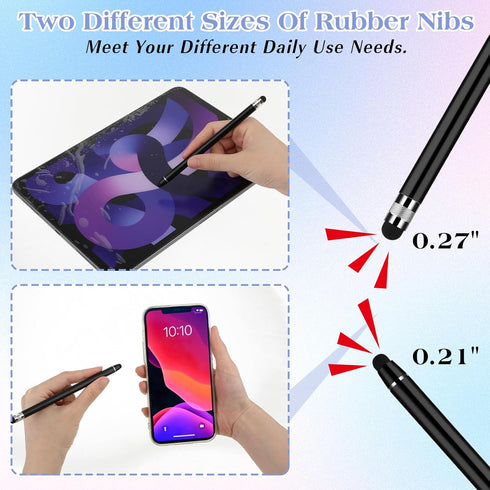5 Pack Dual-end Stylus Pens for Touch Screens, High Sensitivity Silicone Stylus Drawing Stylus Pens Compatible for Smartphones and Tablets All Uni...