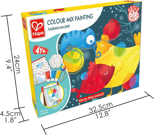 Hape Color Mix Painting - Activities and Art Supplies for Kids with Paint Set, Art Brushes, Paint Palette, Color Wheel, Binder Clip and A3 Activit...