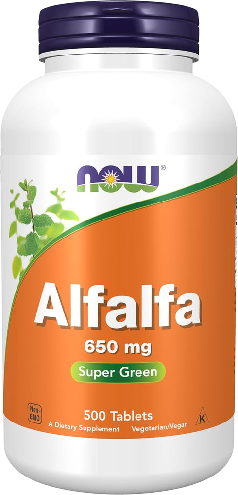 NOW Supplements, Alfalfa 650 mg source of Vitamin K, Green Superfoods, 500 Tablets...