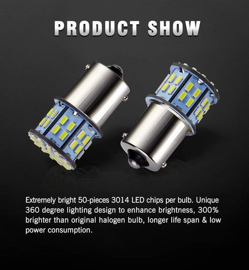 1156 1141 1003 7506 BA15S LED Bulbs Xenon White 20-Packs, Super Bright 3014 50-SMD LED Replacement for 12 Volt RV Camper Trailer Boat Trunk Interi...
