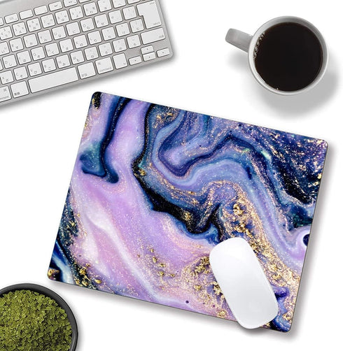Mouse Pad, Purple Navy Gold Marble Mouse Pad, Premium-Textured Marbling Mouse Mat Square Waterproof Non-Slip Rubber Base Computer Mousepads for Of...