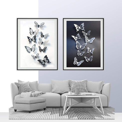 Butterfly Wall Stickers Decal, 36 PCS 3D Black and White Butterfly Stickers with Adhesive,Qyeaber Crystal Butterflies, Removable Art Mural for Bab...