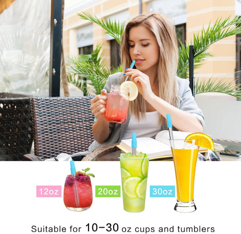 FYY Reusable Straws with Case - 3 Pack Collapsible Stainless Steel Travel Straws with Cleaning Brush & Silicone Tips Portable Telescopic Drinking ...