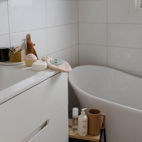 mushie Baby Bath Cradle Cap Brush | Soft Silicone Bristles for Dry Skin, Eczema, & Cradle Cap Treatment | 2-Pack (Blush/Shifting Sand)...