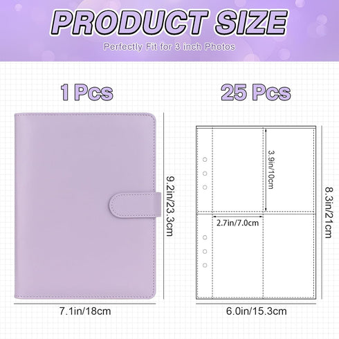 A5 Binder, Kpop Photocard Binder, 6 Ring Binder Album with 200 Card Slots, PU Leather Binder Cover with Magnetic Buckle Closure for Organizing Tra...