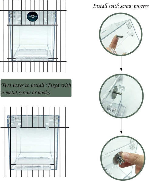 PINVNBY Bird Bath Box,Parrot No-Leakage Bathtub for Cage Hanging Tube Shower Box Cage Accessory with Water Injector and Balls Toys for Small Pet B...