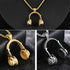 SAWADA Hip Hop Punk Style Stainless Steel Headphone Pendant Necklace DJ Music Chain Necklace Gold...
