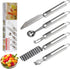 Stainless Steel Fruit Carving Knife Set, 5 Pack Vegetable Engraving Blades for Kitchen, Melon Baller Scoop,Lemon Zester, Garnish Peeler,Crinkle Kn...